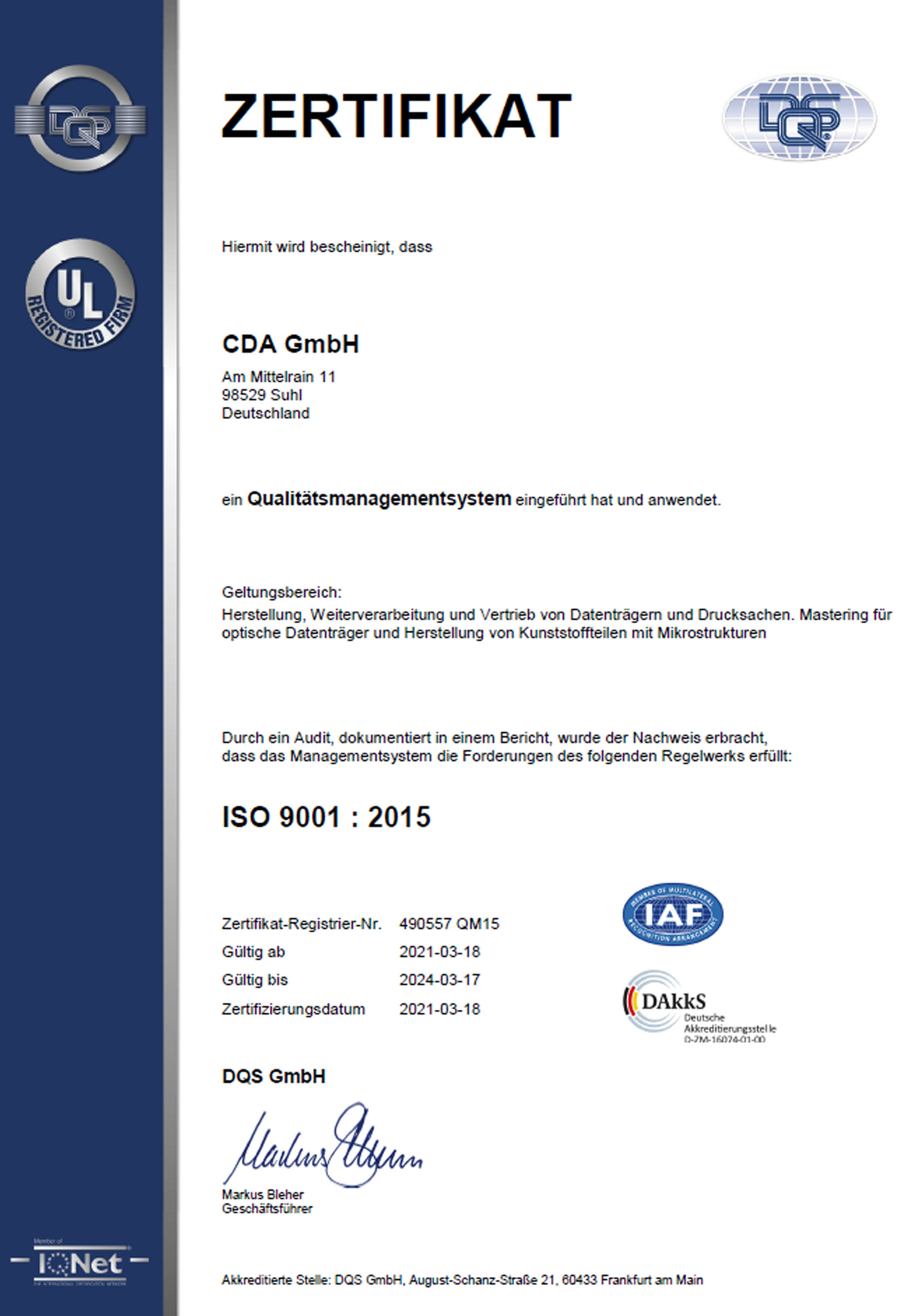 CDA Unsere Zertifikate